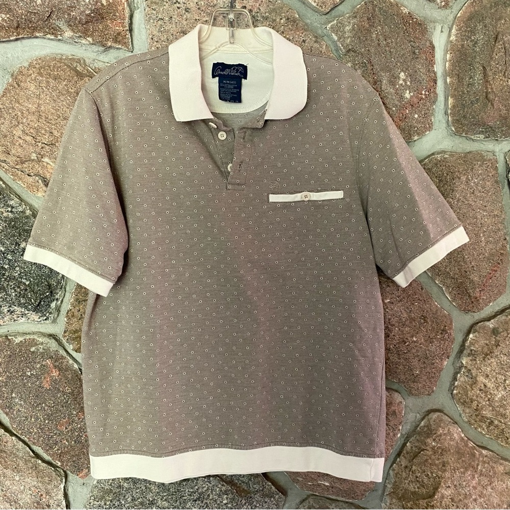 Vintage Arnold Palmer Brown and Cream Polo Shirt